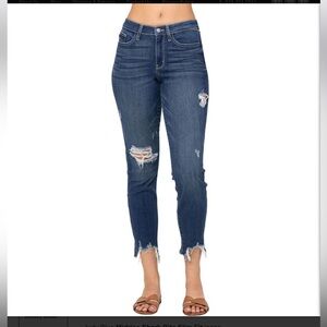 Judy Blue Dark Blue mid-rise shark bite slim fit jeans Size 7 / 28